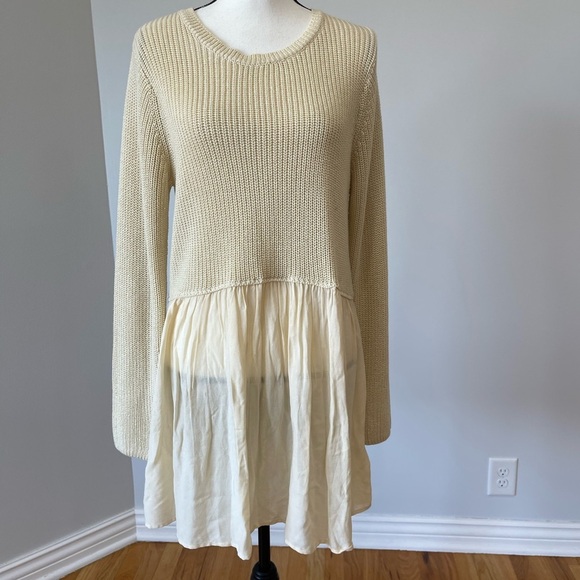 Westbound Tunic Blouse mixed material size XL neutral cottage costal work boots - Picture 4 of 9